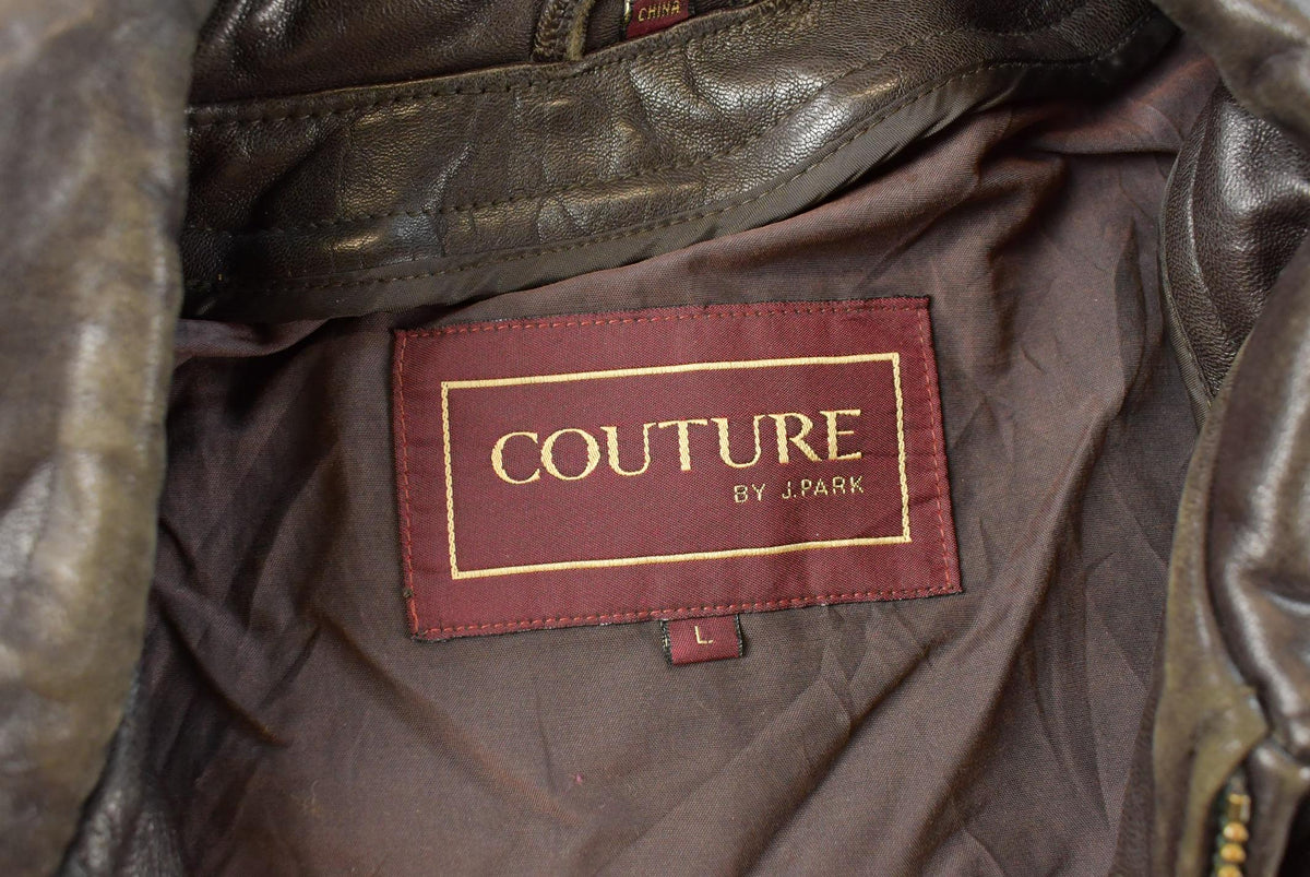 Vintage 1990s Couture by J Park Leather Bomber Jacket Men's L / 90s Streetwear / Outerwear / Outdoorsman from propervintagecanada