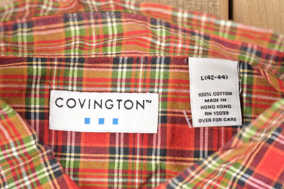 Vintage 1990s Covington Plaid Button Up Shirt Men's XL from propervintagecanada