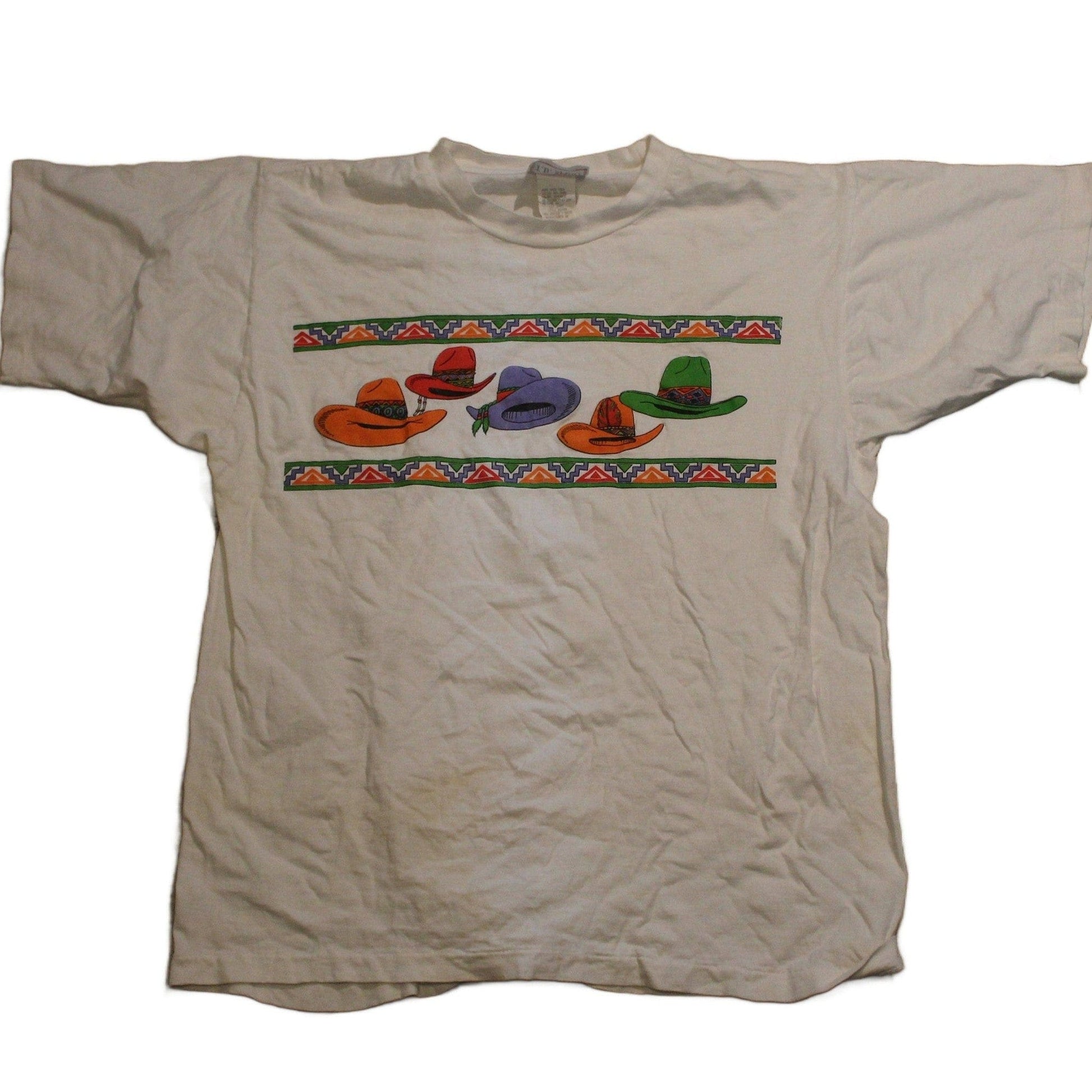 Vintage 1990s Cowboy Hat Western Style T Shirt Men's Large from propervintagecanada