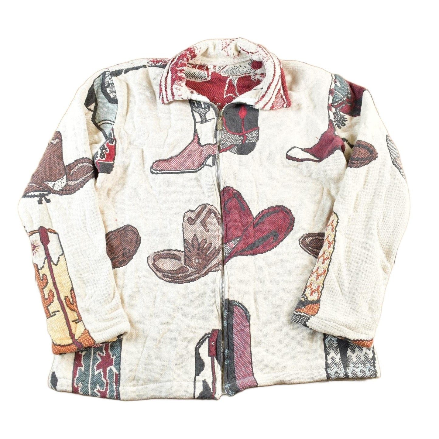 Vintage 1990s Cowboy Western Tapestry Full Zip Jacket Mens Large from propervintagecanada