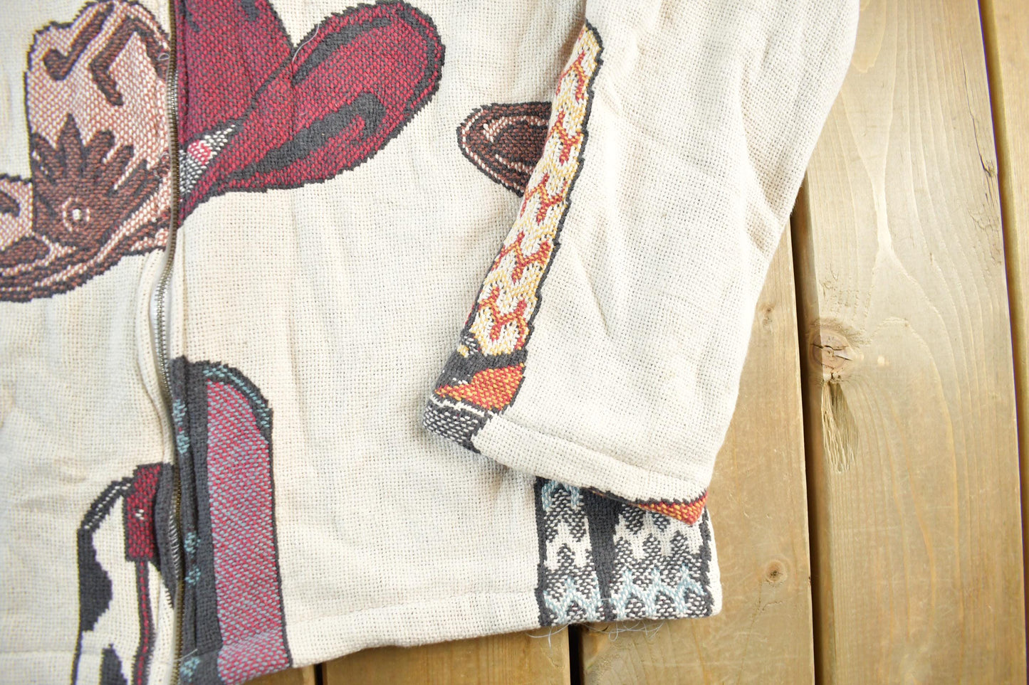Vintage 1990s Cowboy Western Tapestry Full Zip Jacket Mens Large from propervintagecanada
