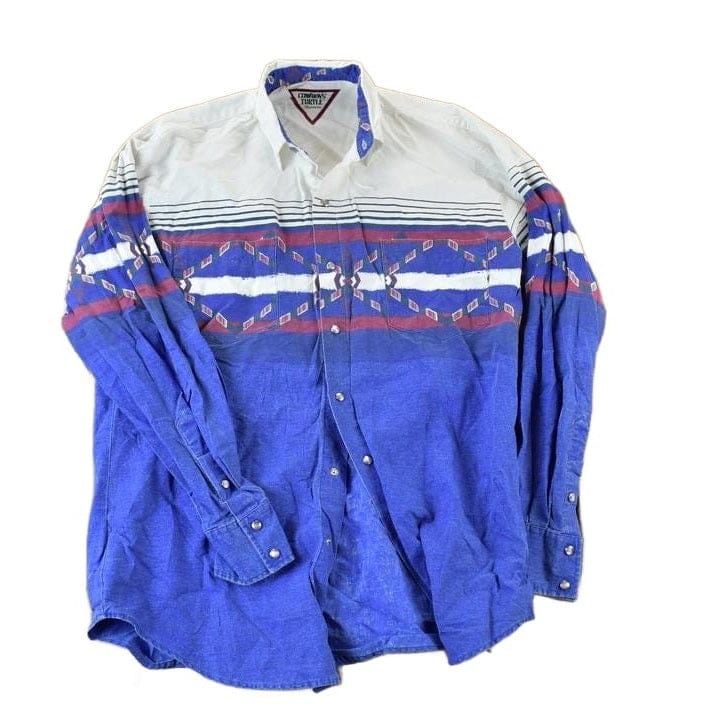Vintage 1990s Cowboys Turtle Unique Western Button Up Shirt Men's Large from propervintagecanada