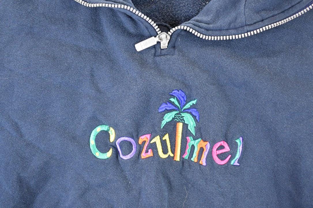 Vintage 1990s Cozumel Quarter Zip Crewneck Sweatshirt Men's L from propervintagecanada