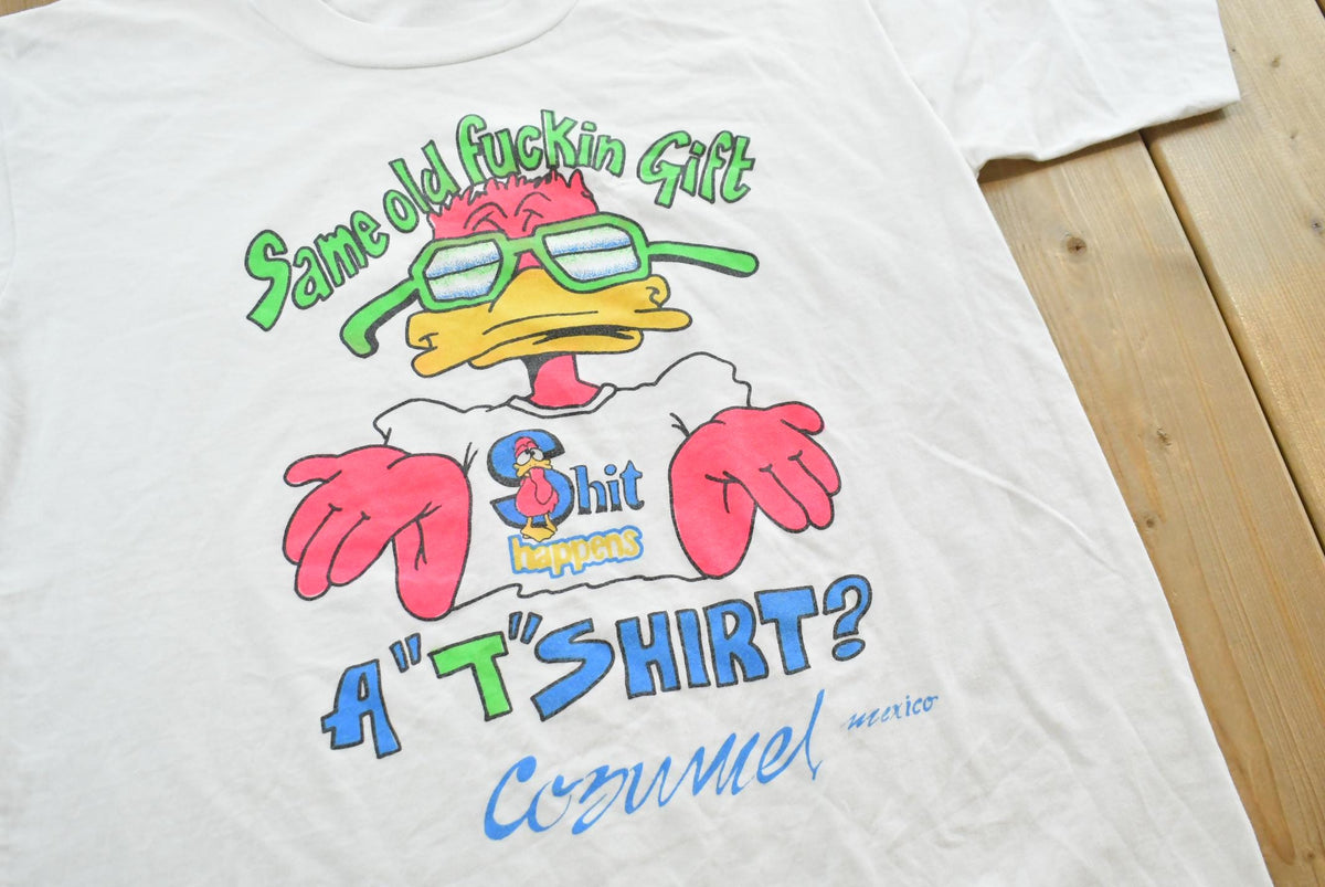 Vintage 1990s Cozumel Same Old Gift Duck Single Stitch T-Shirt Mens L from propervintagecanada