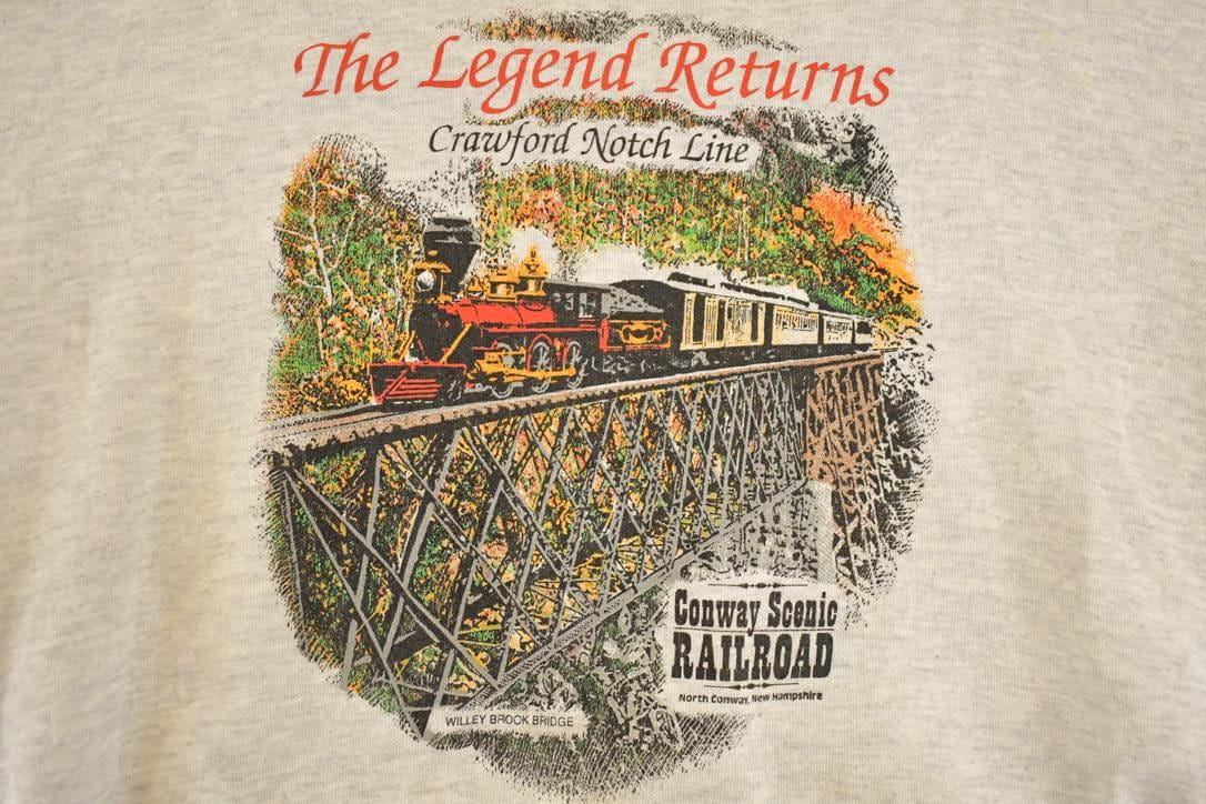 Vintage 1990s Crawford Notch Lane Train Souvenir Crewneck Sweatshirt Mens XL from propervintagecanada