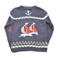 Vintage 1990s Crazy Horse AOP Boating Knit Cardigan Sweater Men's L from propervintagecanada