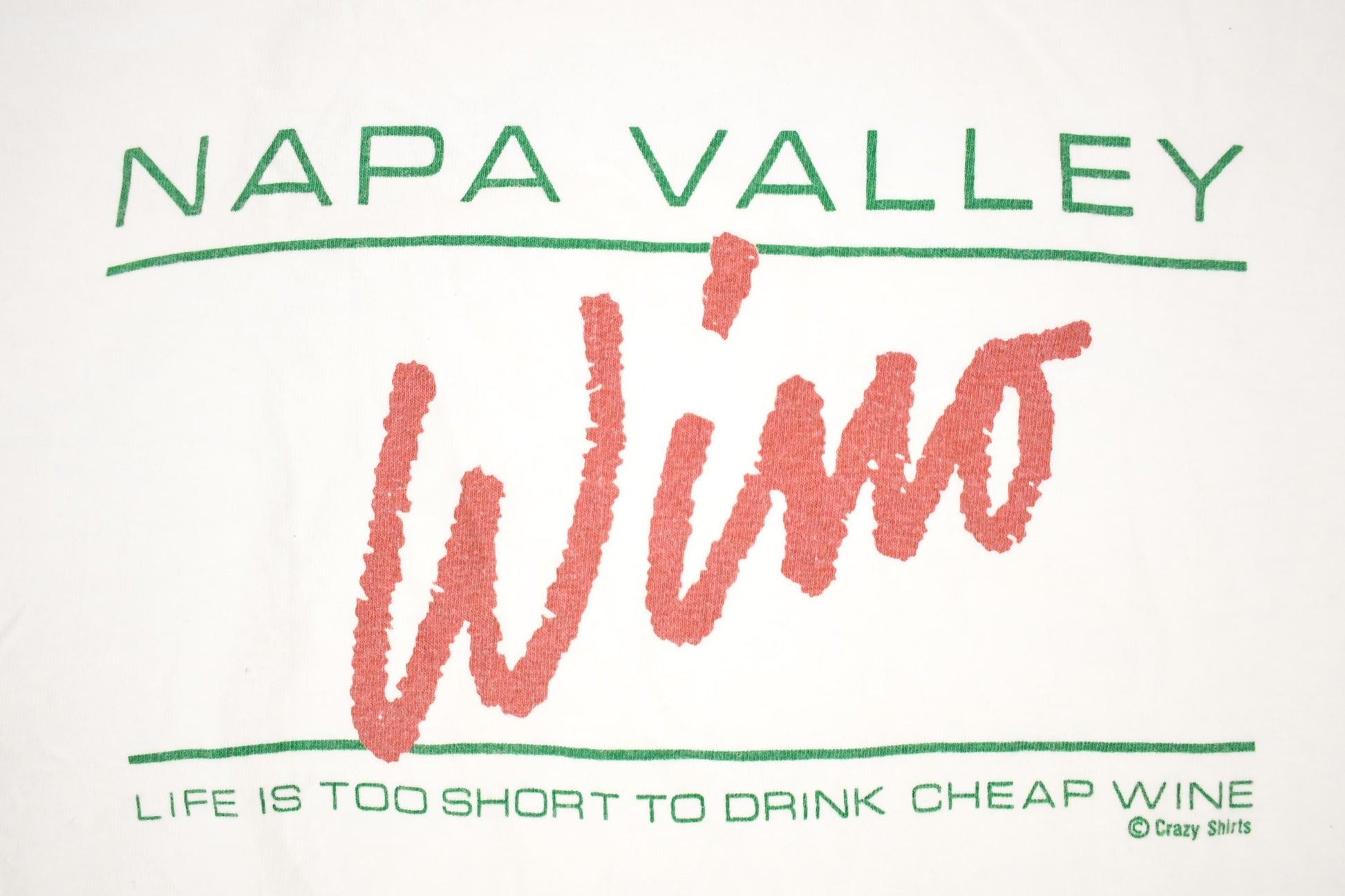 Vintage 1990s Crazy Shirt Napa Valley Wino Souvenir Travel T-Shirt Men's L from propervintagecanada