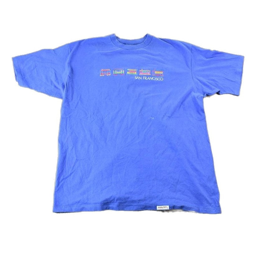 Vintage 1990s Crazy Stitch Hawaii Embroidered Souvenir San Francisco California Trolly Car T-Shirt Men's XL from propervintagecanada
