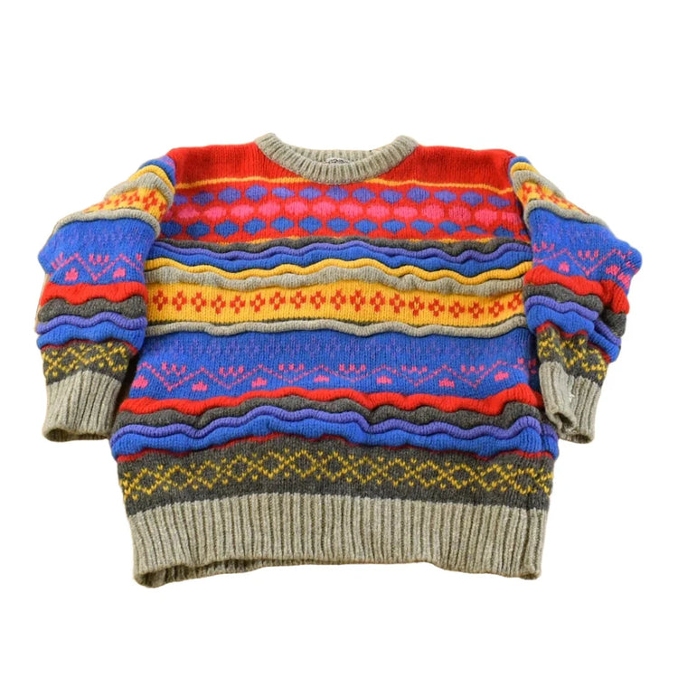 Vintage 1990s Crescendo Hand Knit 3D Abstract Sweater Women's M from propervintagecanada