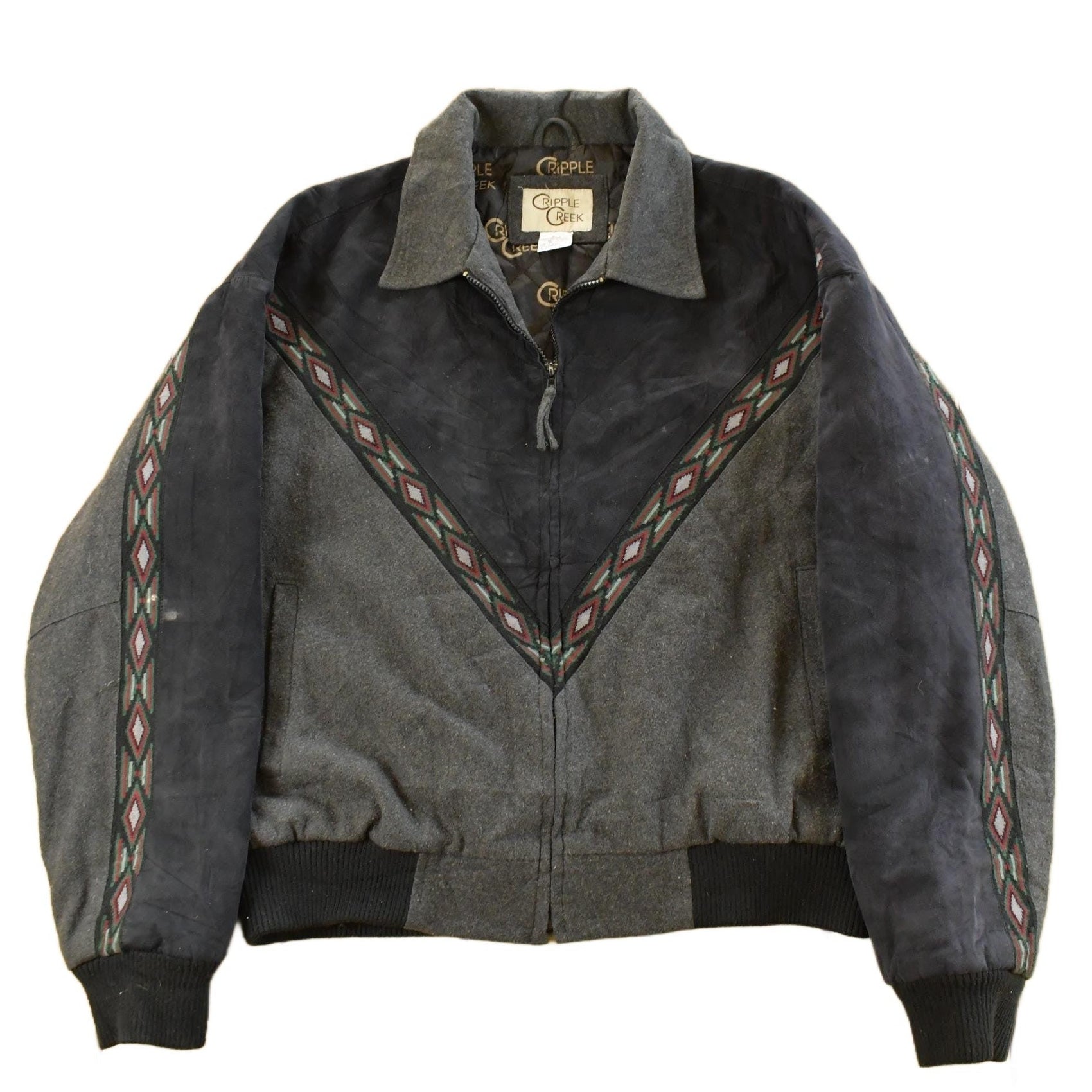 Vintage 1990s Cripple Creek By Circles Aztec Color Block Jacket Men's Large from propervintagecanada