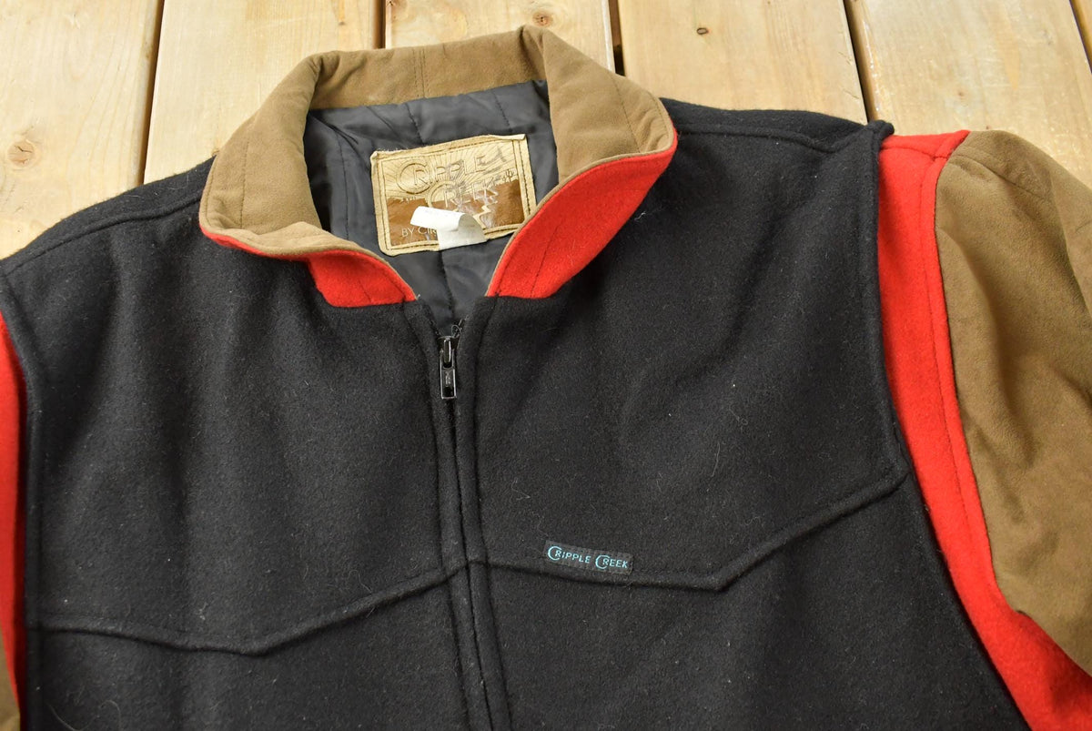 Vintage 1990s Cripple Creek Varsity Style Wool Laredo Western Boots Promotional Jacket Men's XL / Made in USA / 90s Outerwear / Streetwear from propervintagecanada