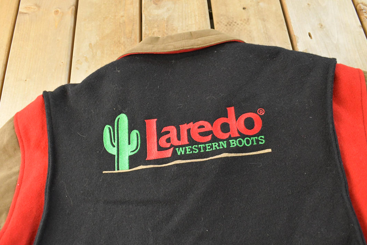 Vintage 1990s Cripple Creek Varsity Style Wool Laredo Western Boots Promotional Jacket Men's XL / Made in USA / 90s Outerwear / Streetwear from propervintagecanada