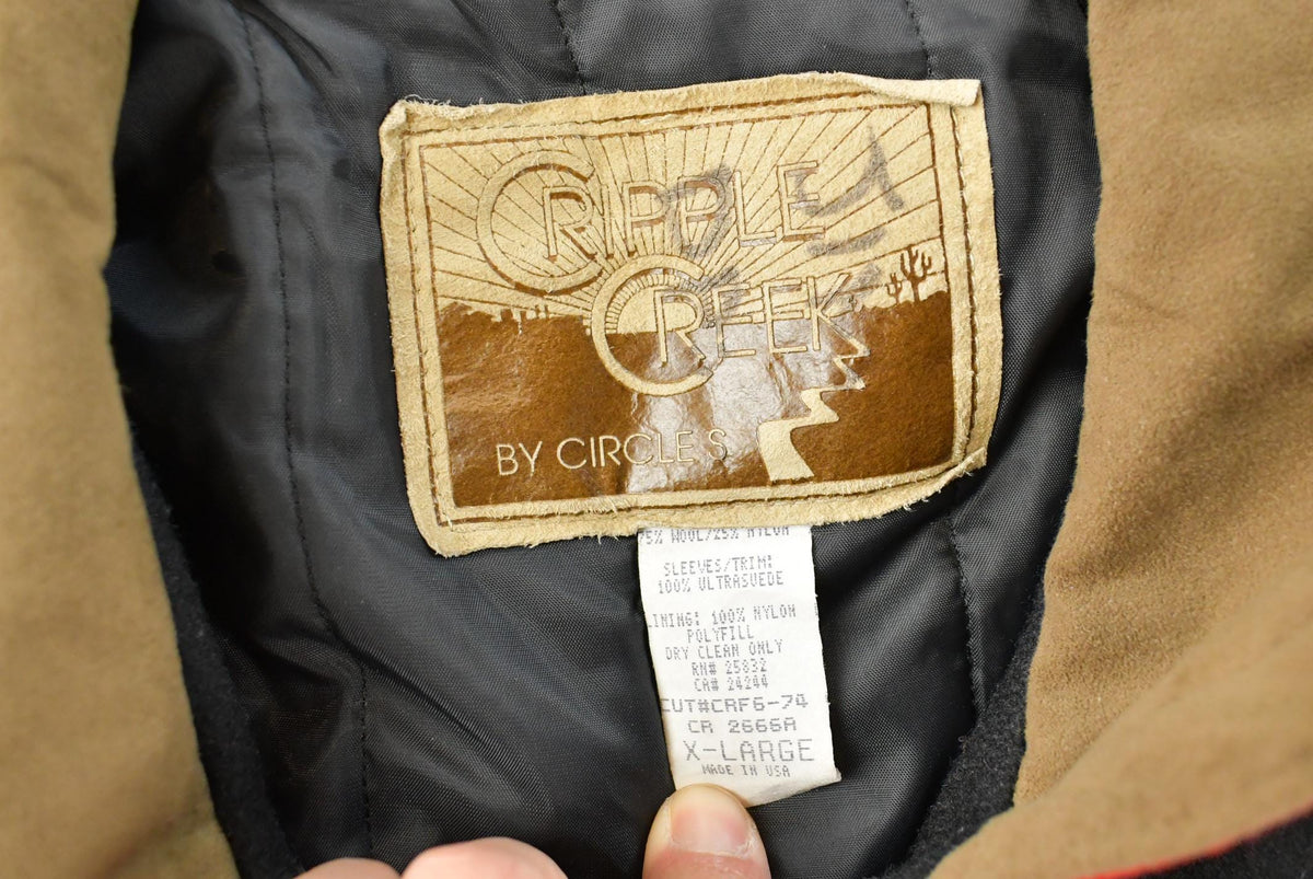 Vintage 1990s Cripple Creek Varsity Style Wool Laredo Western Boots Promotional Jacket Men's XL / Made in USA / 90s Outerwear / Streetwear from propervintagecanada