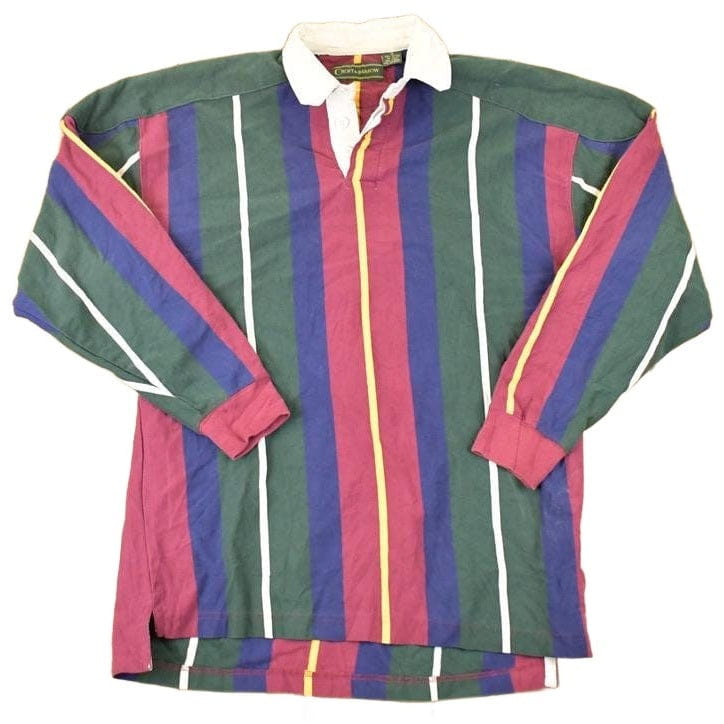 Vintage 1990s Croft And Barrow Striped Rugby Button Up Shirt Men's M from propervintagecanada