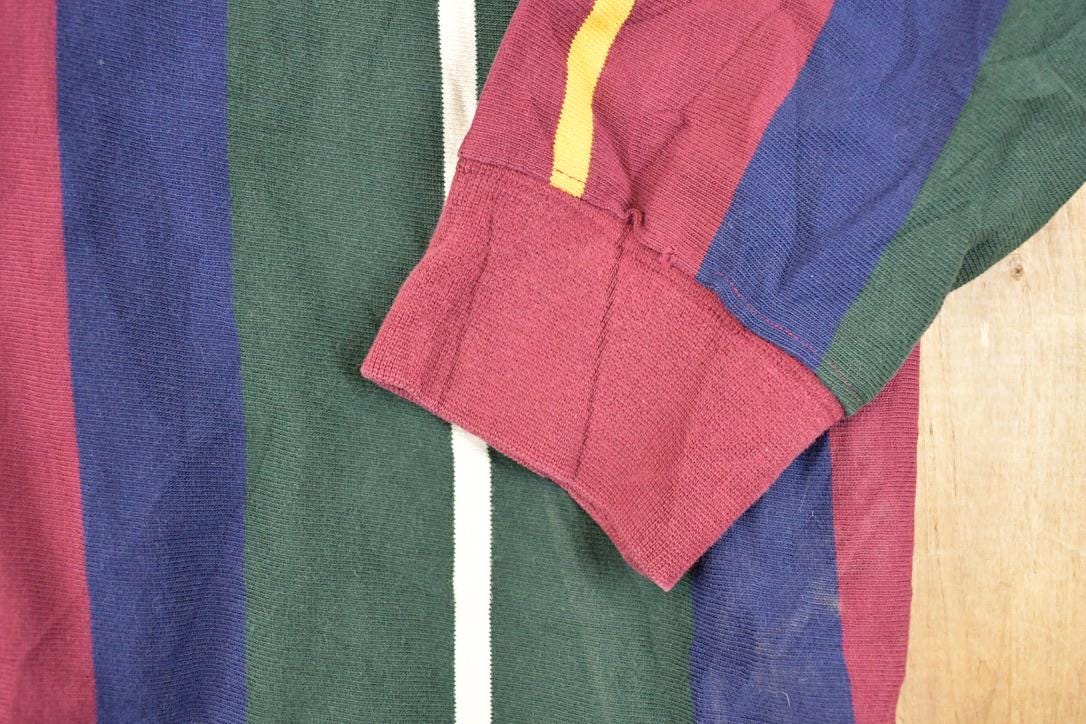 Vintage 1990s Croft And Barrow Striped Rugby Button Up Shirt Men's M from propervintagecanada