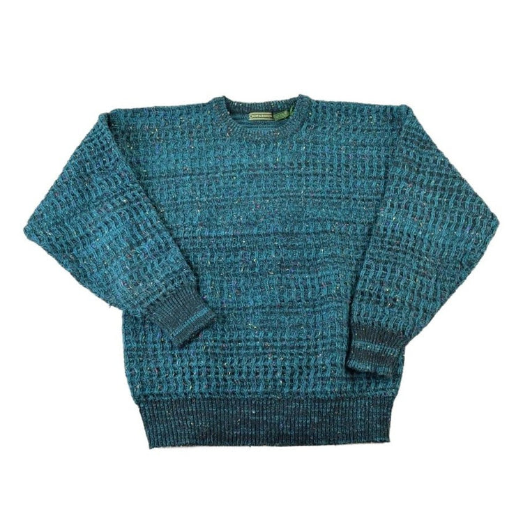 Vintage 1990s Croft And Barrow Wool Knit Abstract Pattern Crewneck Sweater Men's Large from propervintagecanada