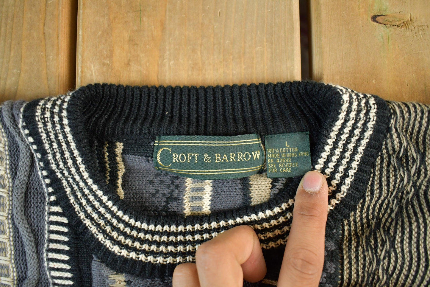 Vintage 1990s Croft & Barrow 3D Knit Sweater Men's Large from propervintagecanada