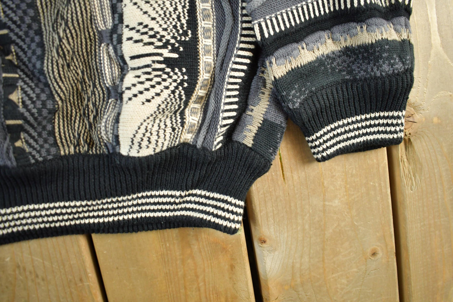 Vintage 1990s Croft & Barrow 3D Knit Sweater Men's Large from propervintagecanada