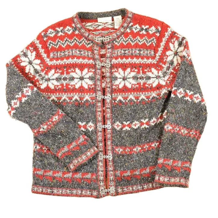 Vintage 1990s Croft & Barrow Abstract Clasp Knit Cardigan Sweater Women's M from propervintagecanada