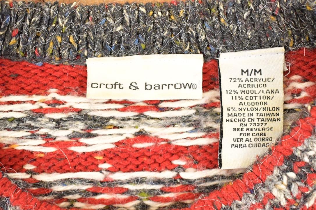 Vintage 1990s Croft & Barrow Abstract Clasp Knit Cardigan Sweater Women's M from propervintagecanada