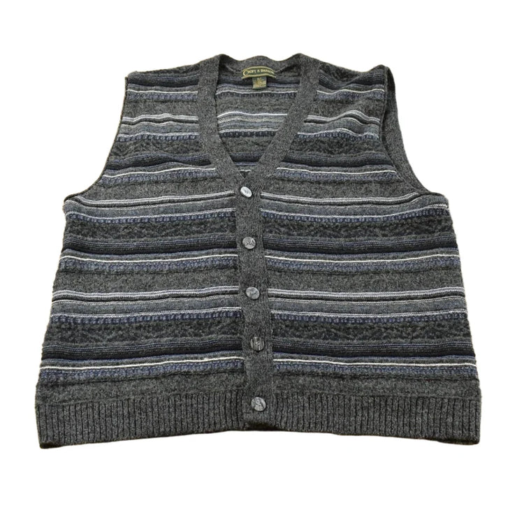 Vintage 1990s Croft & Barrow Abstract Knit Cardigan Sweater Vest Men's XL Tall from propervintagecanada