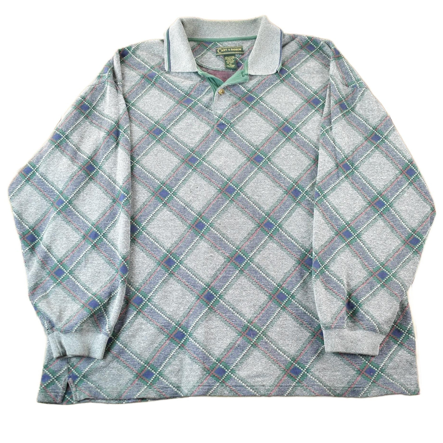 Vintage 1990s Croft & Barrow Argyle Collared Sweater Men's XL from propervintagecanada