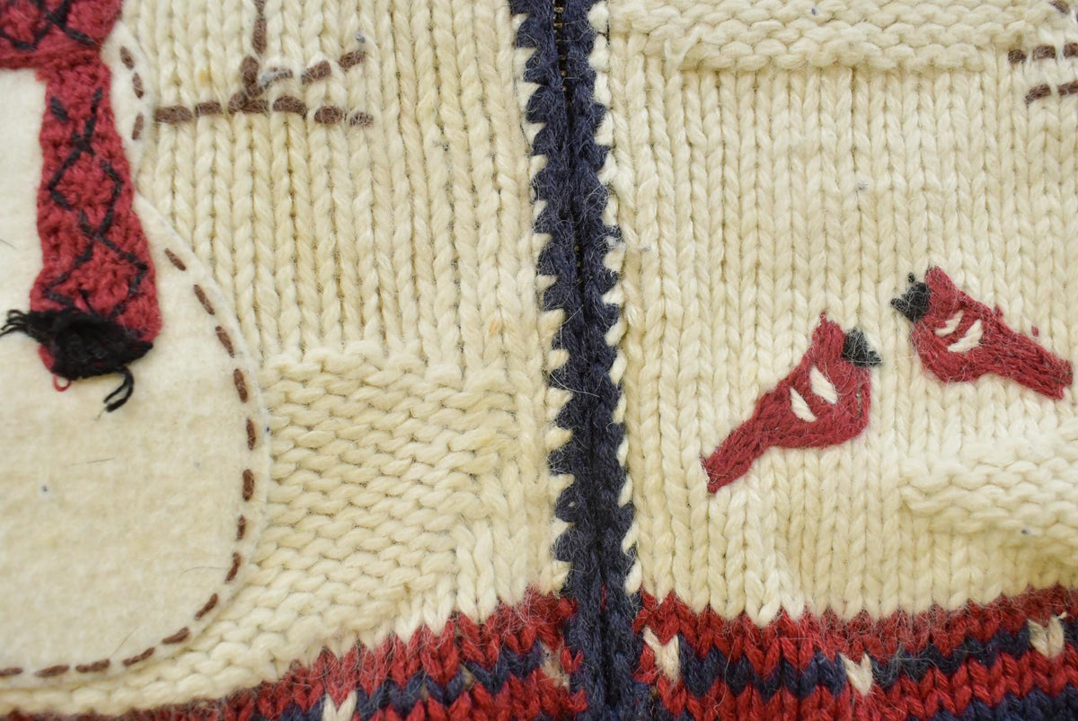 Vintage 1990s Croft & Barrow Christmas Snowman Zip Up Knit Sweatshirt Women's L / 90s Streetwear / Layering Holiday / Cozy from propervintagecanada