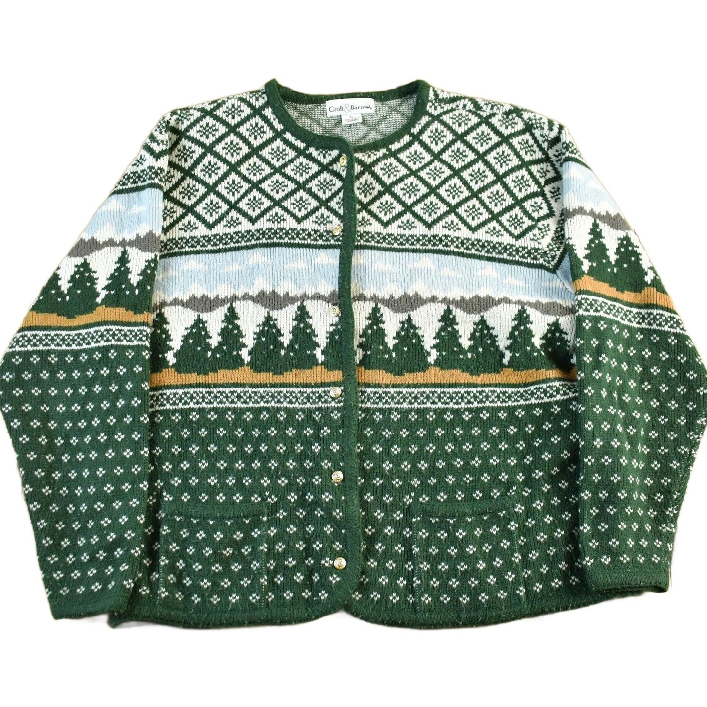 Vintage 1990s Croft & Barrow Knit Cardigan Sweater Women's XL from propervintagecanada