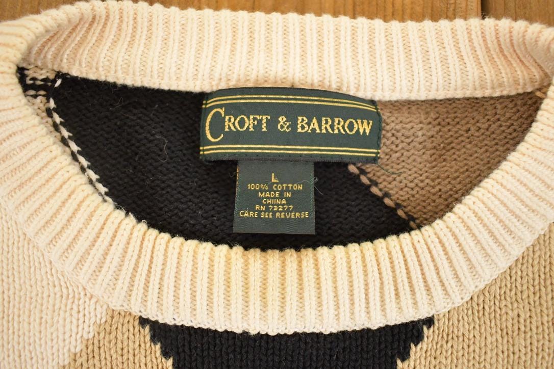 Vintage 1990s Croft & Barrow Knit Crewneck Sweater Men's L from propervintagecanada