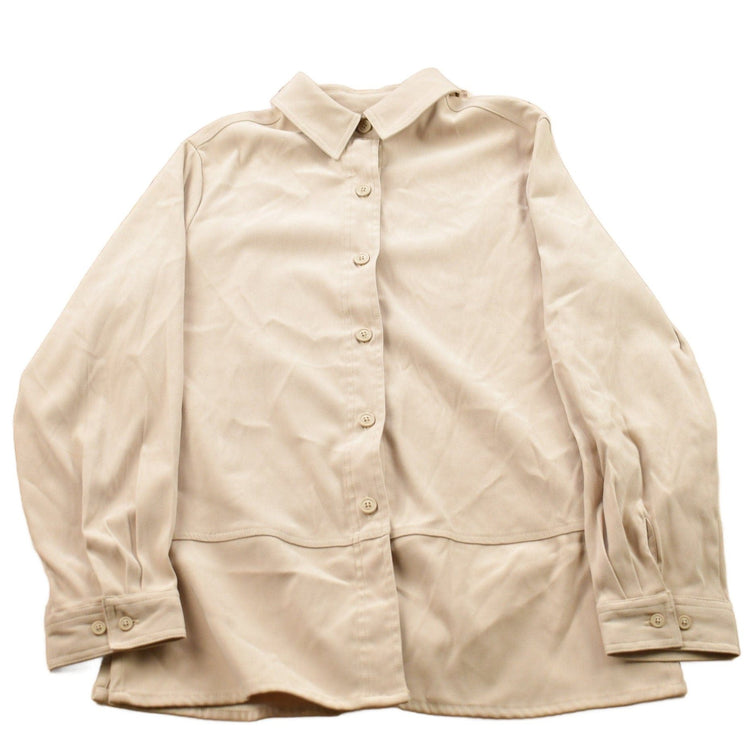Vintage 1990s Croft & Barrow Stretch Blank Beige Button Up Shirt from propervintagecanada