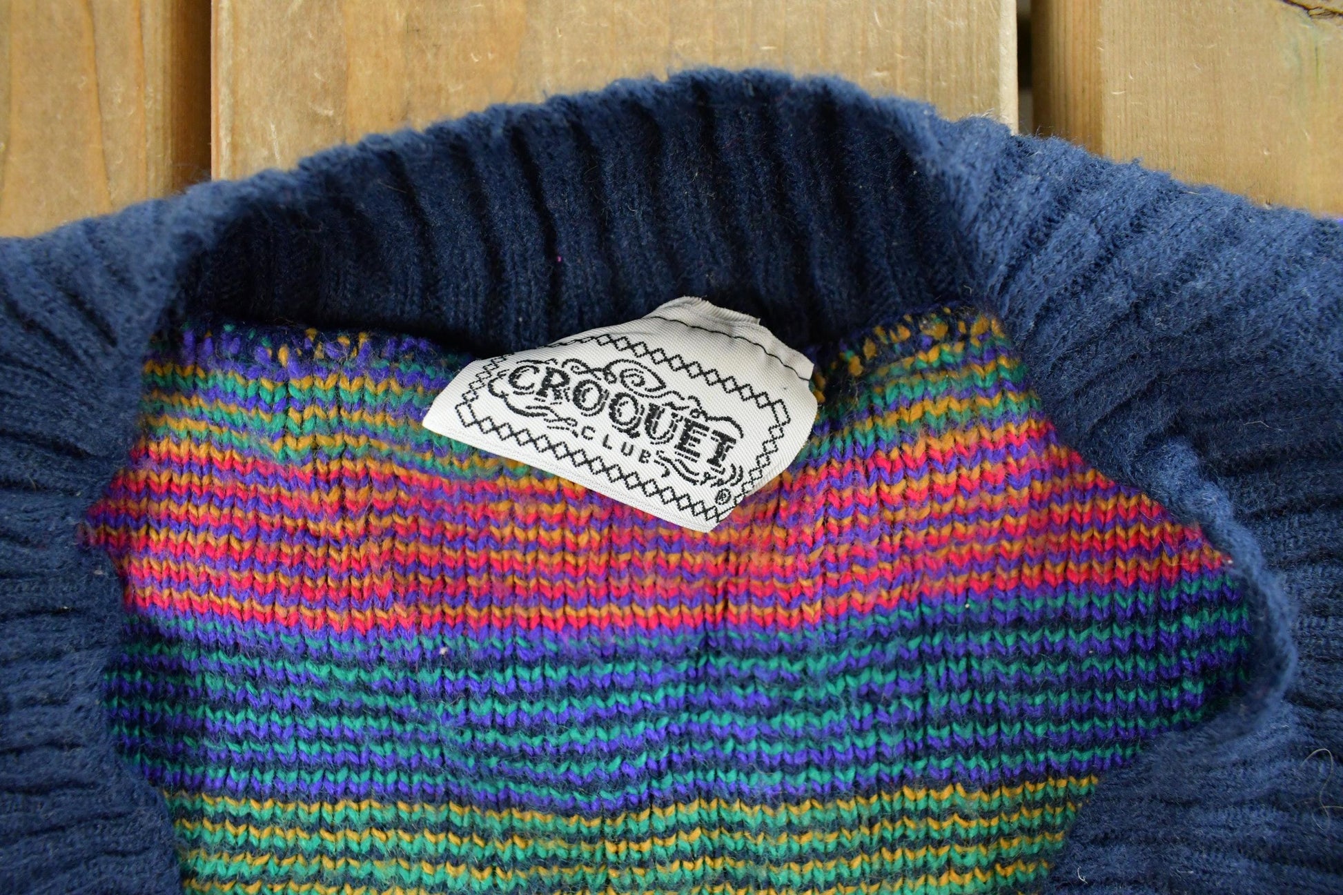 Vintage 1990s Croquet Knit V Neck Sweater Women's Medium from propervintagecanada