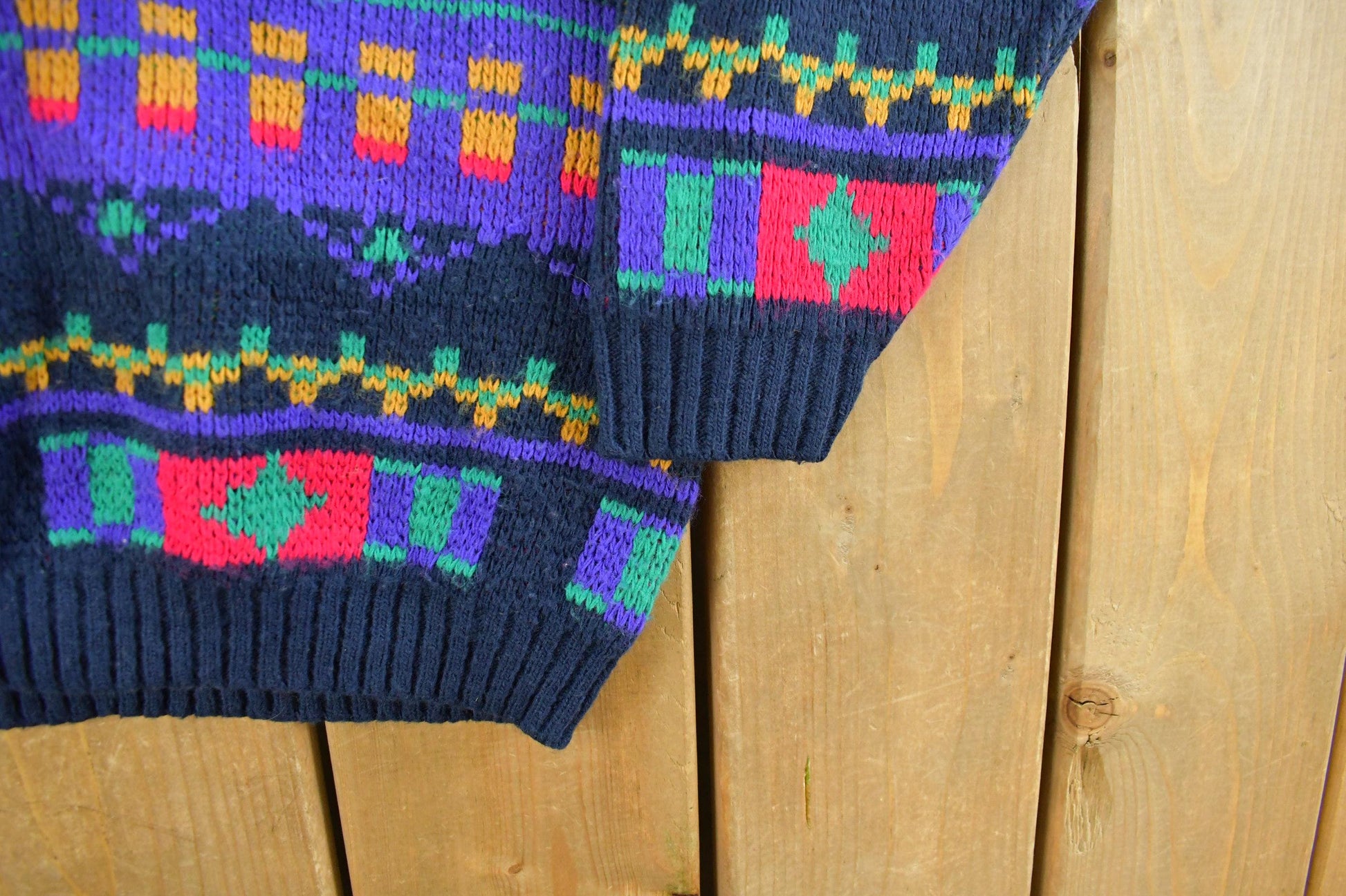 Vintage 1990s Croquet Knit V Neck Sweater Women's Medium from propervintagecanada