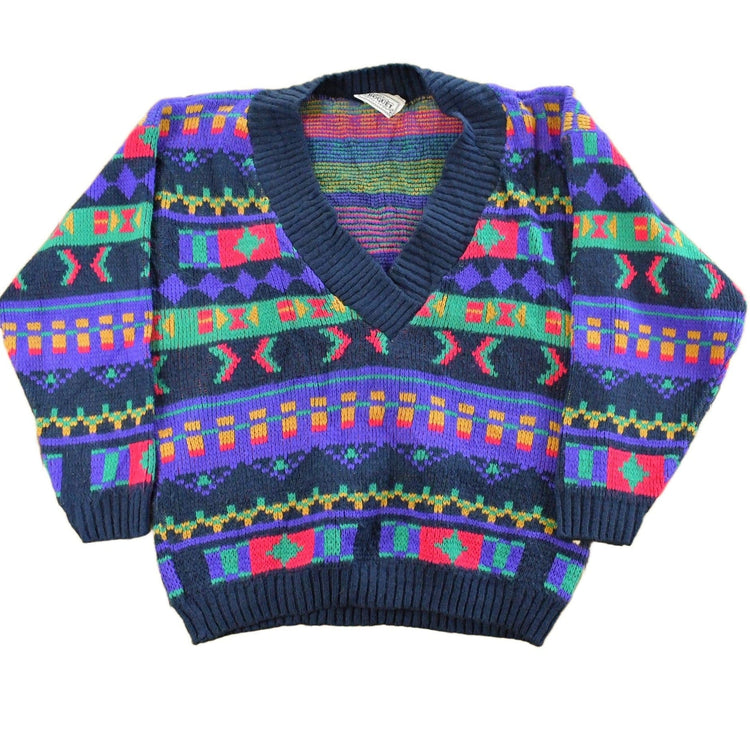 Vintage 1990s Croquet Knit V Neck Sweater Women's Medium from propervintagecanada