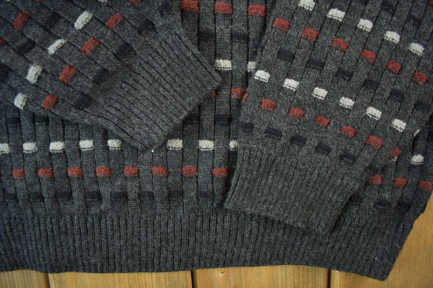 Vintage 1990s Crossings Knit Abstract Pattern Crewneck Sweater from propervintagecanada