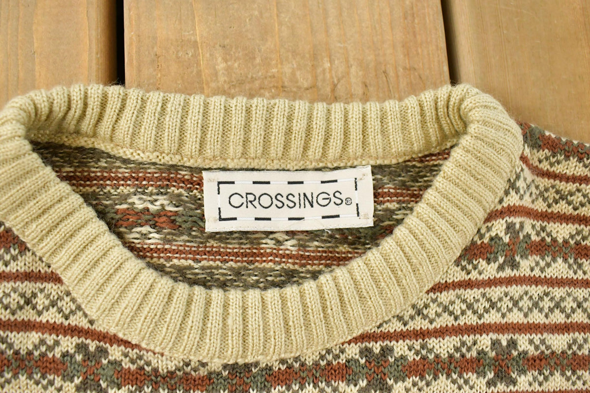 Vintage 1990s Crossings Knit Crewneck Sweater Mens L from propervintagecanada