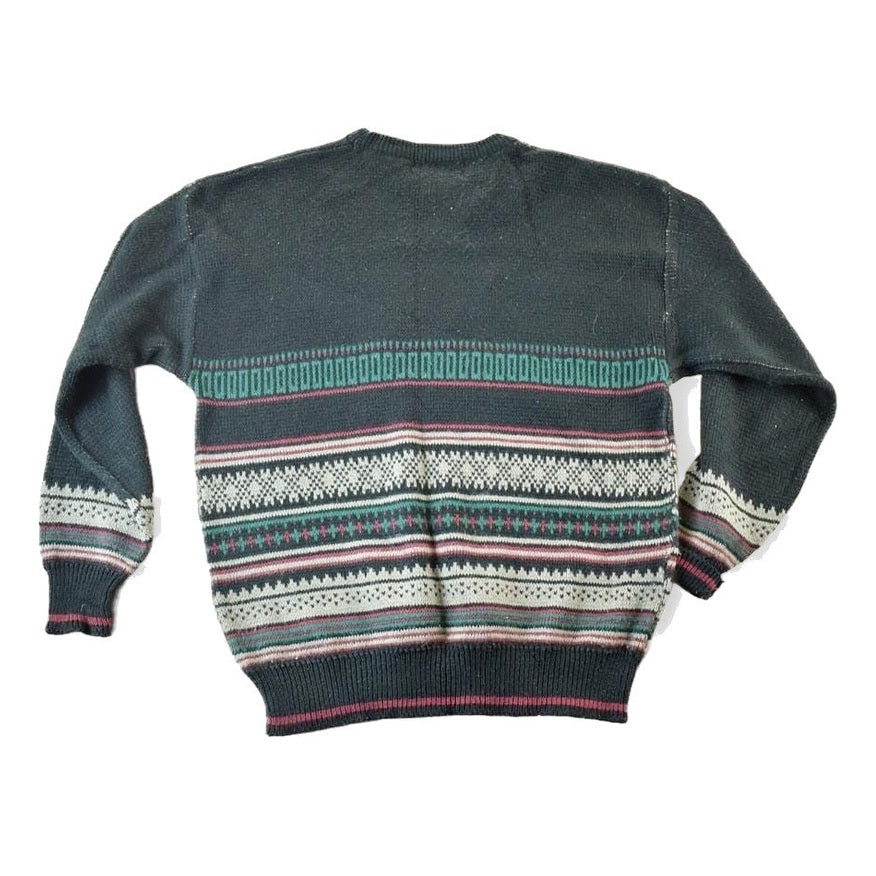 Vintage 1990s Crosswoods Knit Abstract Pattern Crewneck Sweater Mens Large from propervintagecanada