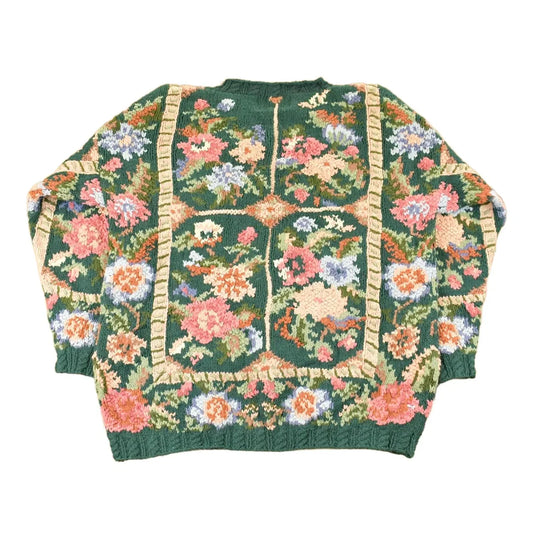 Vintage 1990s Crystal-Kobe Knit Floral Sweater Women's Large from propervintagecanada