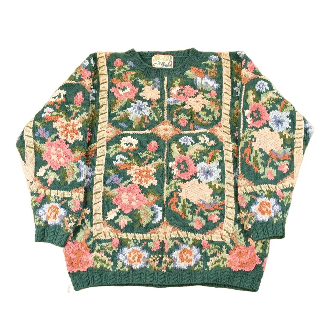 Vintage 1990s Crystal-Kobe Knit Floral Sweater Women's Large from propervintagecanada