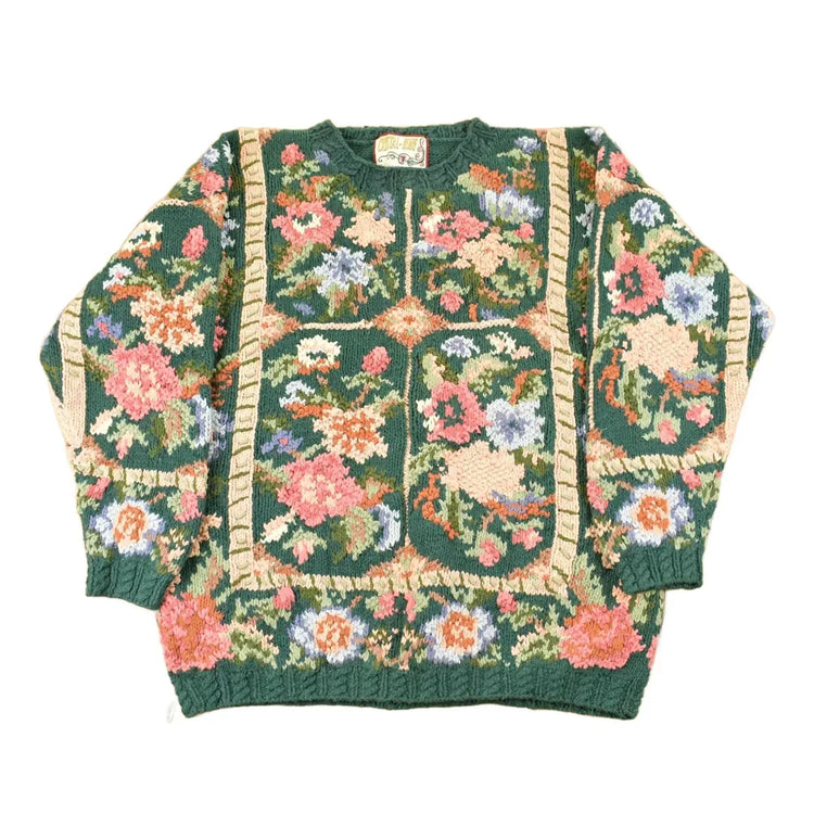 Vintage 1990s Crystal-Kobe Knit Floral Sweater Women's Large from propervintagecanada
