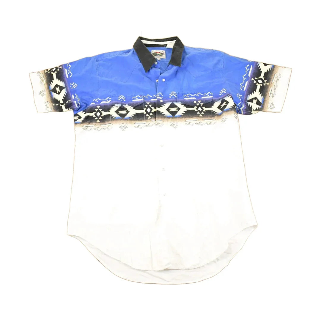 Vintage 1990s Cumberland Outfitters Western AOP Abstract Button Up Shirt Men's XL from propervintagecanada