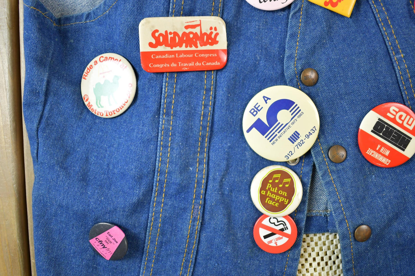 Vintage 1990s Custom Jean Jacket Button Vest Men's S from propervintagecanada