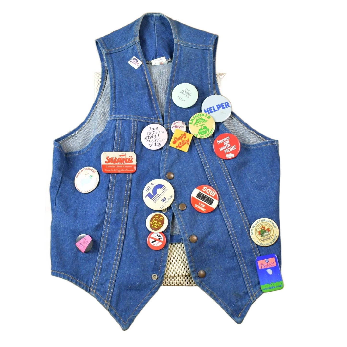 Vintage 1990s Custom Jean Jacket Button Vest Men's S from propervintagecanada