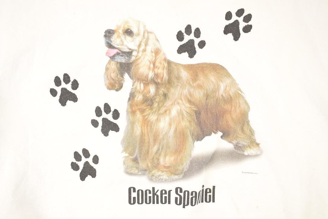 Vintage 1990s Cute Cocker Spaniel Dog Crewneck Sweatshirt Men's L from propervintagecanada