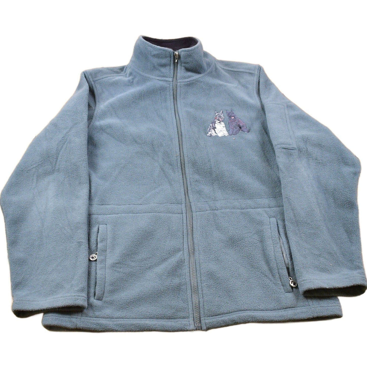 Vintage 1990s Cute Dog Zip Up Fleece Sweater Men's Large from propervintagecanada