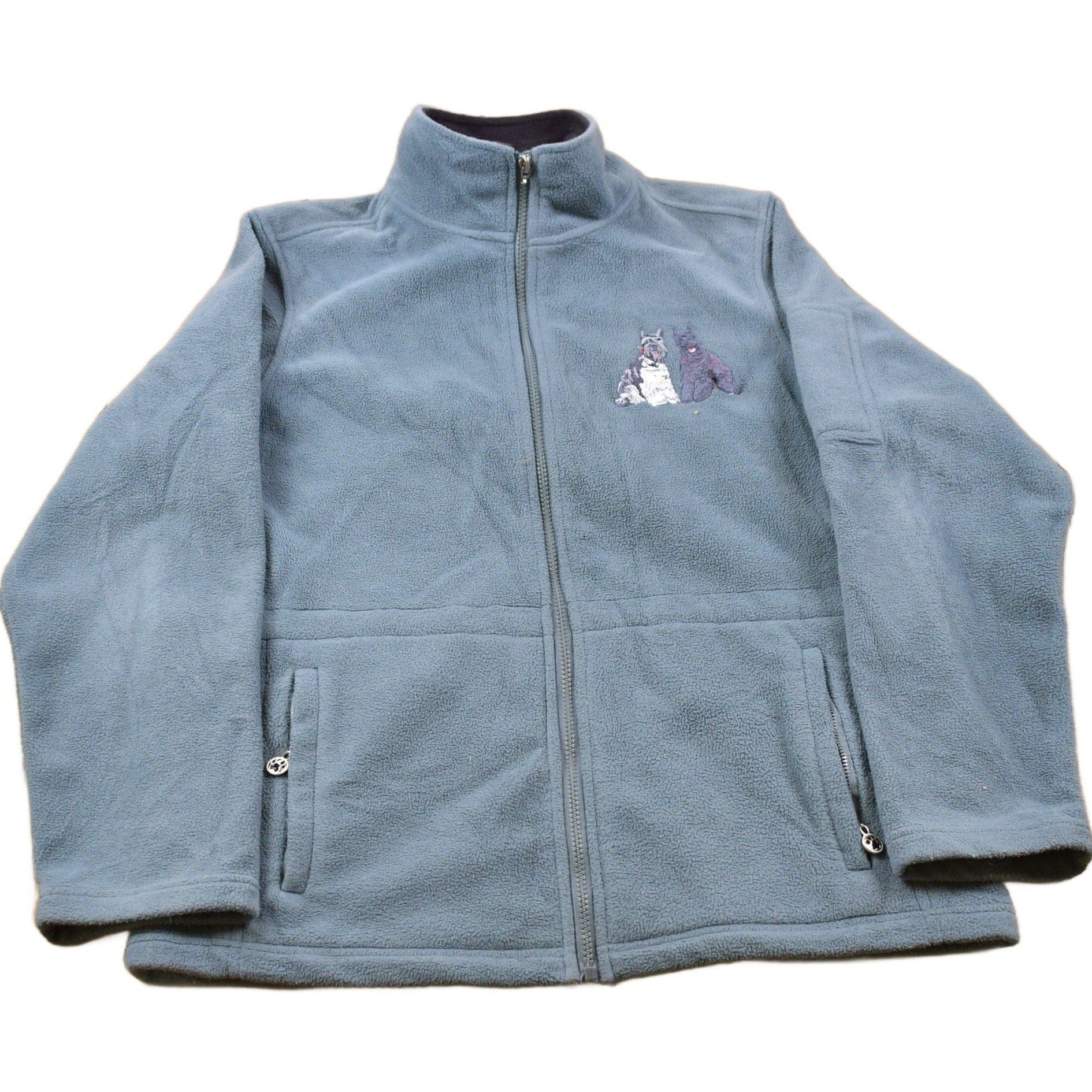 Vintage 1990s Cute Dog Zip Up Fleece Sweater Men's Large from propervintagecanada