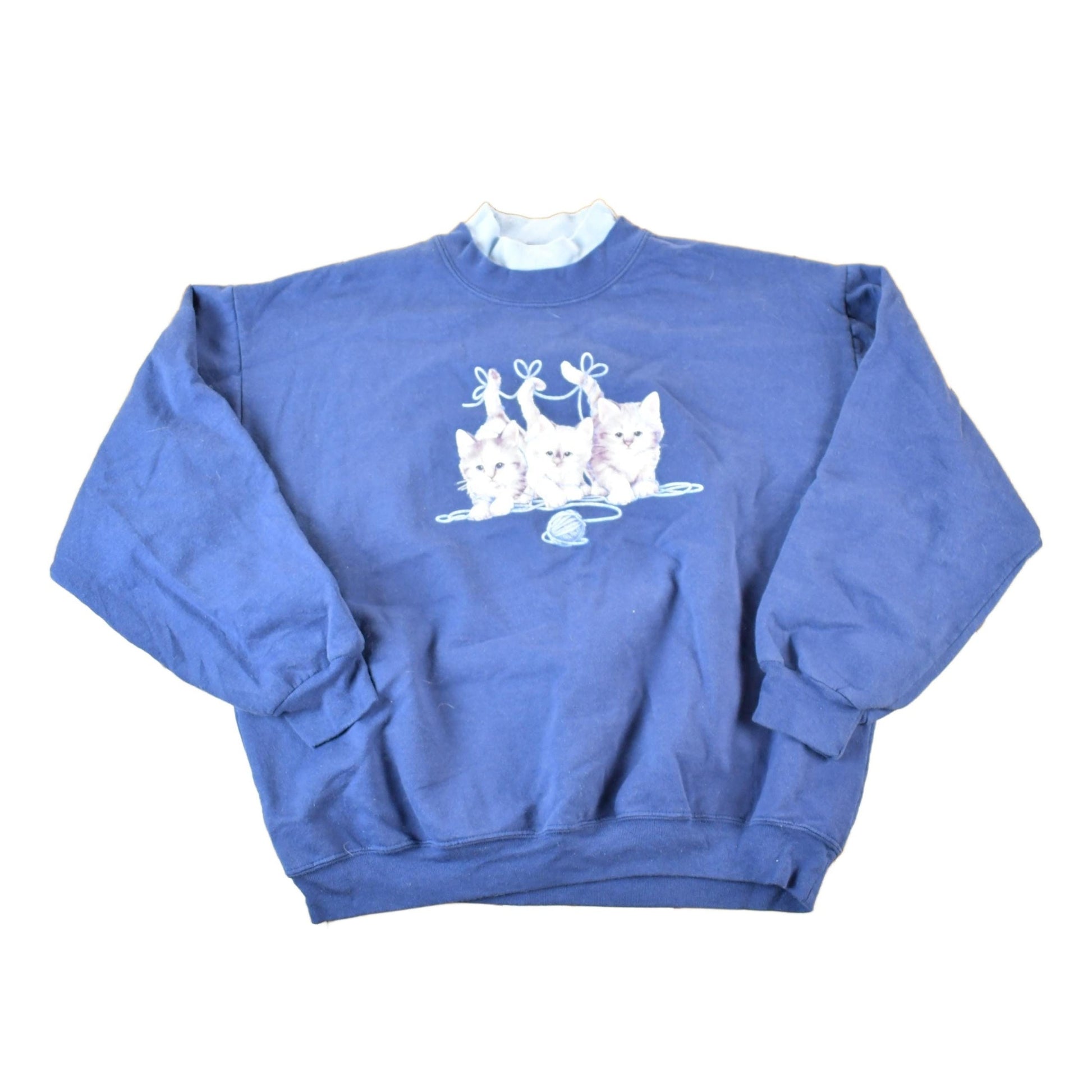 Vintage 1990s Cute Kittys Double Collar Crewneck Sweatshirt Womens XL from propervintagecanada