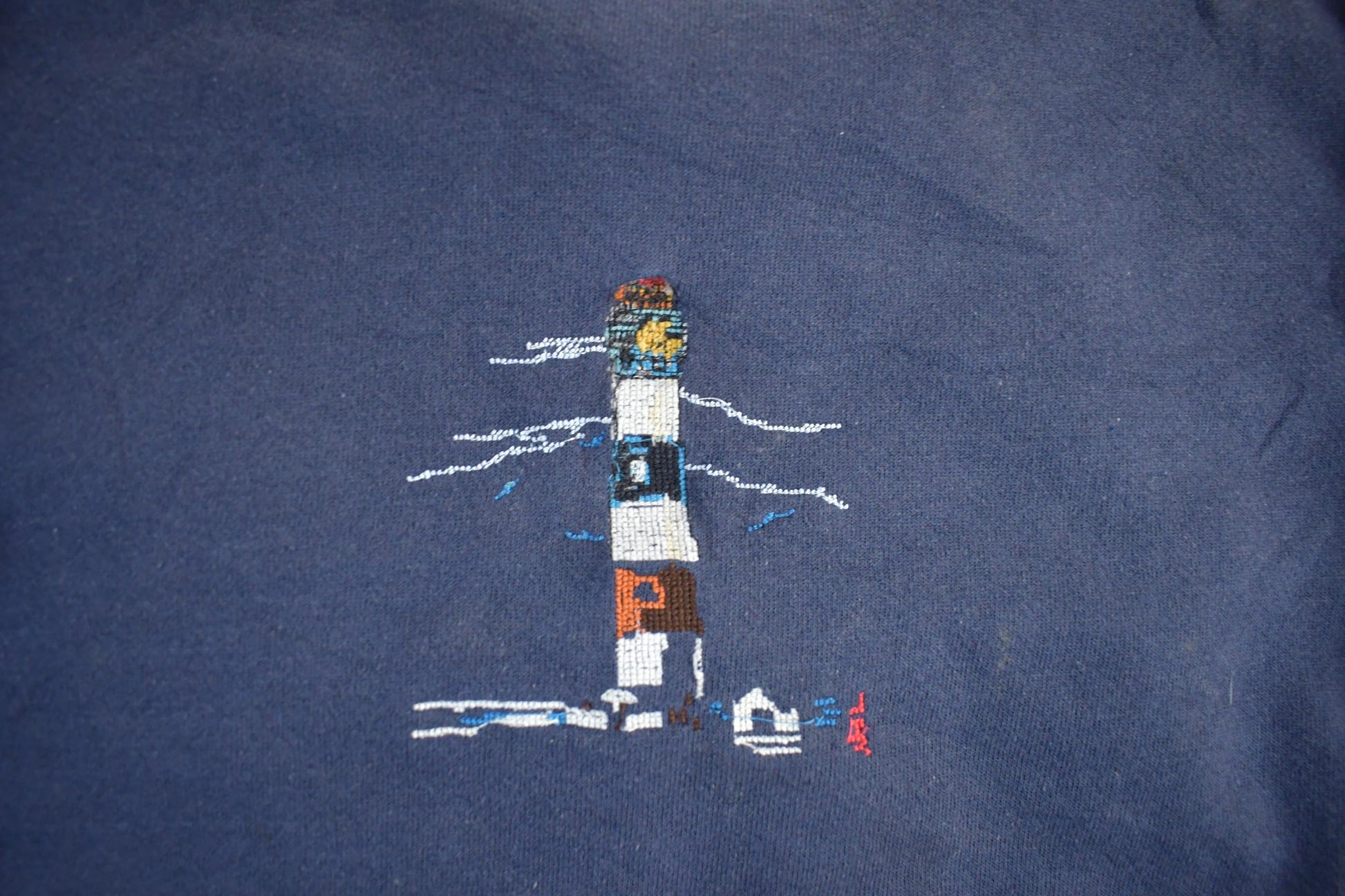 Vintage 1990s Cute Lighthouse Crewneck Sweatshirt Men's Large from propervintagecanada