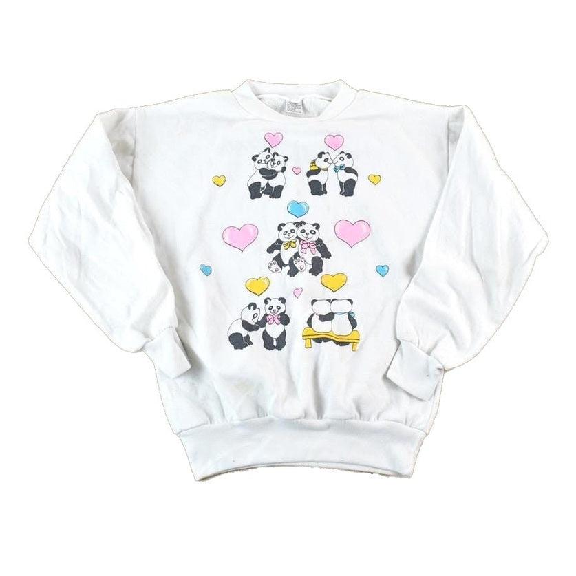 Vintage 1990s Cute Loving Panda Bears Crewneck Sweater Made In USA 90s Crewneck Men's Large from propervintagecanada