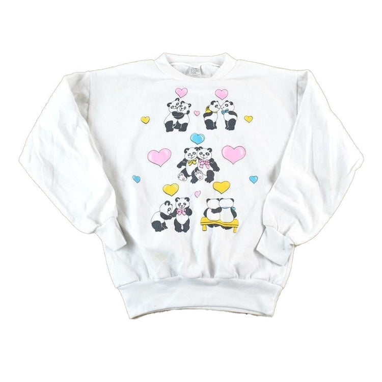 Vintage 1990s Cute Loving Panda Bears Crewneck Sweater Made In USA 90s Crewneck Men's Large from propervintagecanada