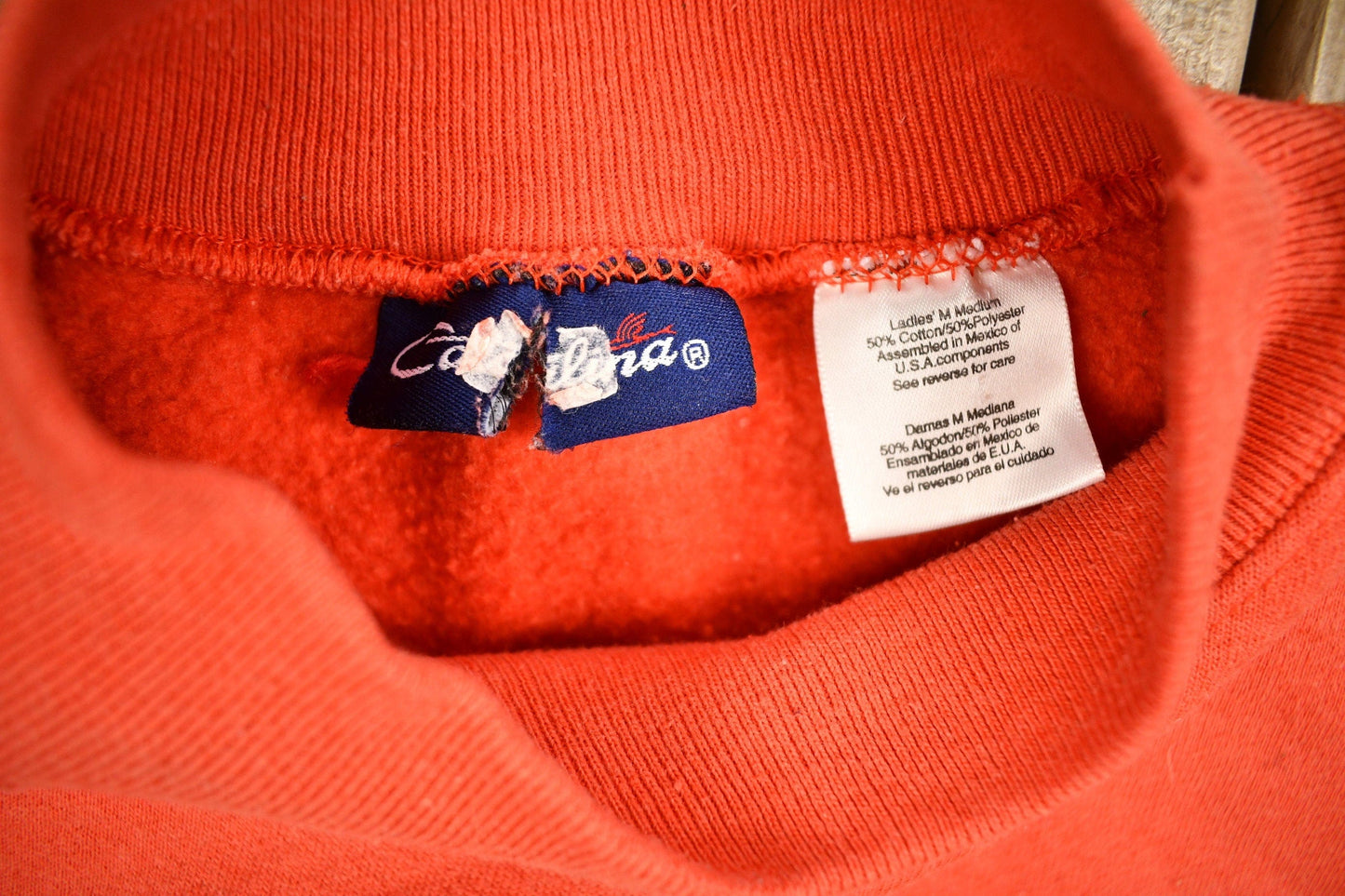 Vintage 1990s Cute Orange Mockneck Sweater Women's M from propervintagecanada